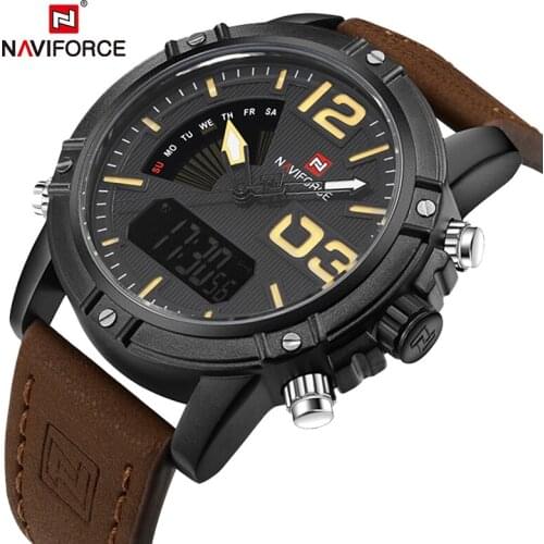 Luxury Brand NAVIFORCE Quartz Watch For Mens Sport Wristwatch Male Dual Time Luminous Display Waterproof Clock Military Watches