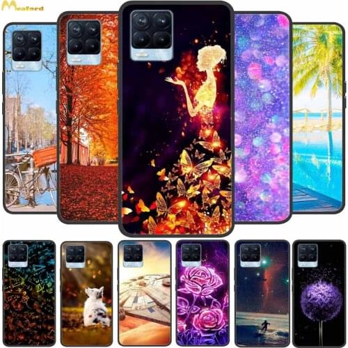 For Realme Narzo 30 5G Case Soft Silicone Phone Cover For Realme V13 5G Case Black TPU Funda Realme8 5G Global Coque Butterfly