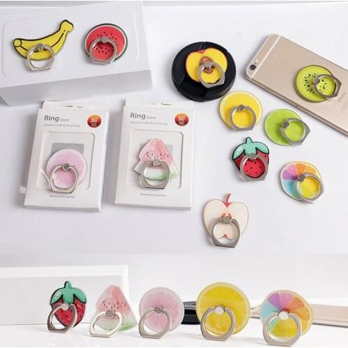 Cartoon Fruit Ring Buckle Bracket 360 Degree Rotating Lazy Desktop Bracket Cell Phone Holder Stand For iPhone Samsung Xiaomi