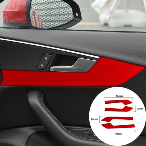 For Audi A4L 2017+ Alcantara Suede Wrap Car Door Hand Panel Strip Cover Trim Door Handles Stickers Internal Accessories Styling