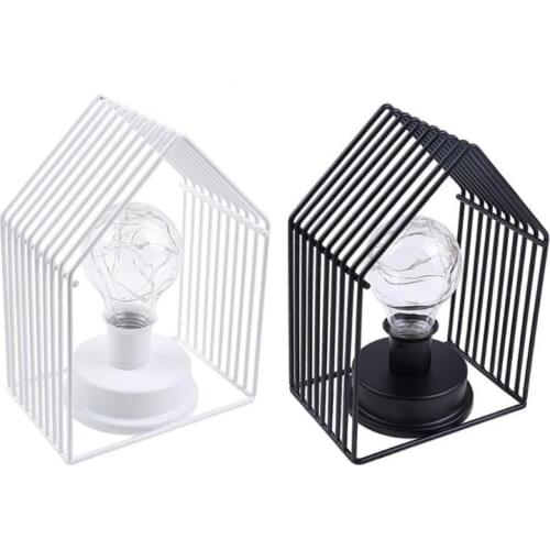 Retro House Shape LED Bulb Night Lamp Copper Wire Bedroom Indoor Wedding Decoration Lamp Table lamps