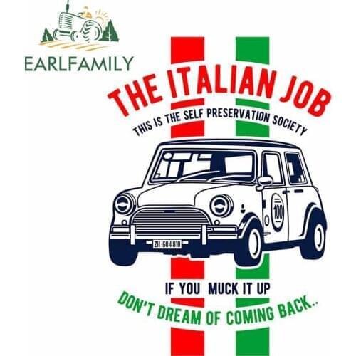 EARLFAMILY 13cm x 9.5cm for The Italian Job Diecast Design Vinyl Car Stickers Anime Waterproof DIY Personality Snowboard Decal
