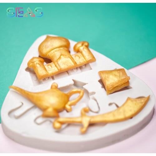 Biscuit Mould Silicone Mold Manual Chocolate Fondant Mould Cake Decoration Mould Arabian Palace Pastry Tools Magic Lamp Knife