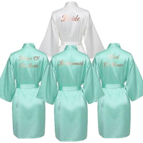 Bridesmaid Robes Robes Bridal Robes Silk Satin Robe Bridesmaid Robes Wedding Rose Gold Printing White Robe