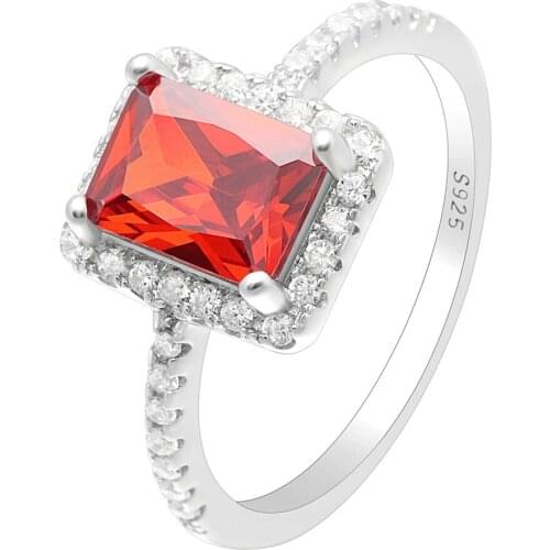 S925 Classic Silver wedding ring Square Austrian crystal with cubic zirconia elegant jewelry for lady party engagement band