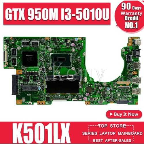 SAMXINNO K501LX Laptop Motherboard For Asus K501LN K501LB A501L K501L V505L Mainboard 100% test Ok GTX 950M I3-5010U 4GB