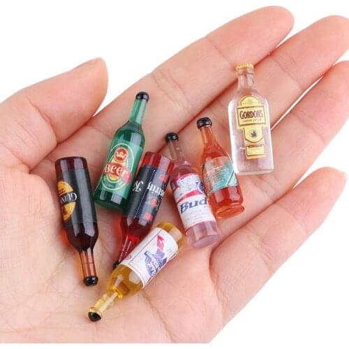10Pcs/set 1/12 Scale Dollhouse Miniature Resin Bottle Simulation Wine Bottle Model
