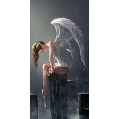 5d DIY Lost Angel Girl With Wing Diamond Painting Full Drill Embroidery Cross Stitch Mosaic Craft Kit home Decor Religion Gift