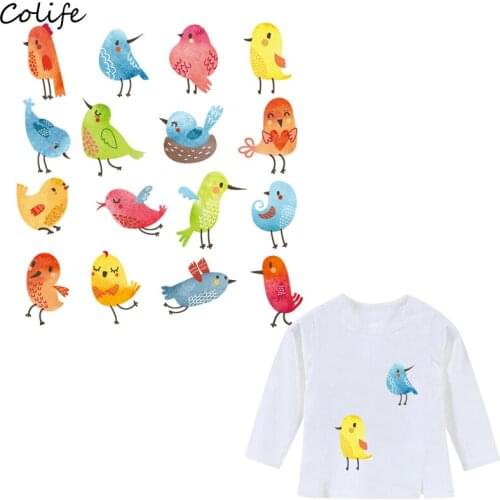 Set Little Birds Appliques Colorful 2018 New A-Level Washable T-Shirt Diy Decoration Parches Ropa Iron Patches For Clothing