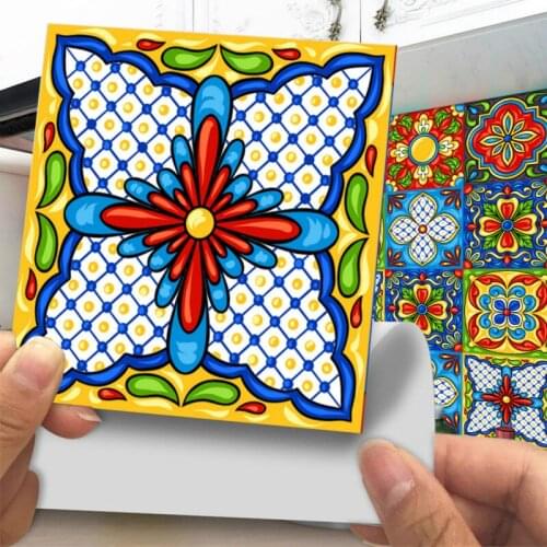 20PCS Retro wall sticker waterproof removable Moroccan tiles self-adhesive tile stickers Kitchen Bathroom Mosaic Mosaic Art Deco