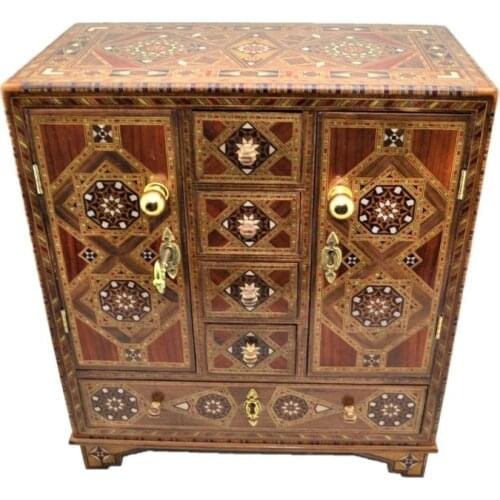 Nostalgic Jewelry Accesorry Rosary Organizer Lockable Handmade Natural Solid Wooden Big Size Chest of Drawers