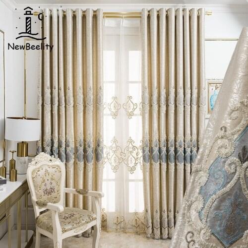 2021 New European-style Curtains for Living Dining Room Bedroom High-end Luxury Atmosphere Luxury Embroidery Customization