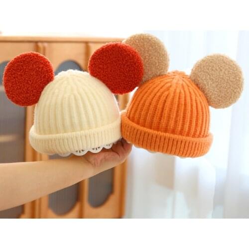 2021New Baby Hat Autumn and winter Newborn baby Tire cap wool Knitted hat Windbreak keep warm Cute lovely goods in stock