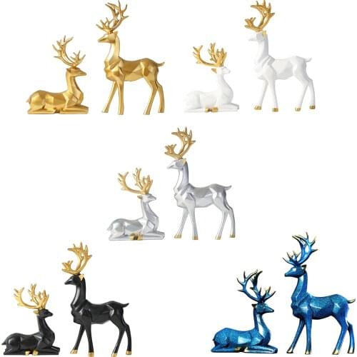 ReinDeer Statue Decor Family Deers Figurines Resin Sculpture Home Decor Reindeer Scandinavian Home Living Room Decoration