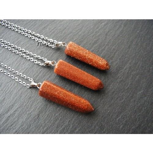 Wholesale 5pcs/lot Hexagonal Silver Plated Necklace Natural Crystal Stone Pendant Necklace Fashion Jewelry Amulet Increases