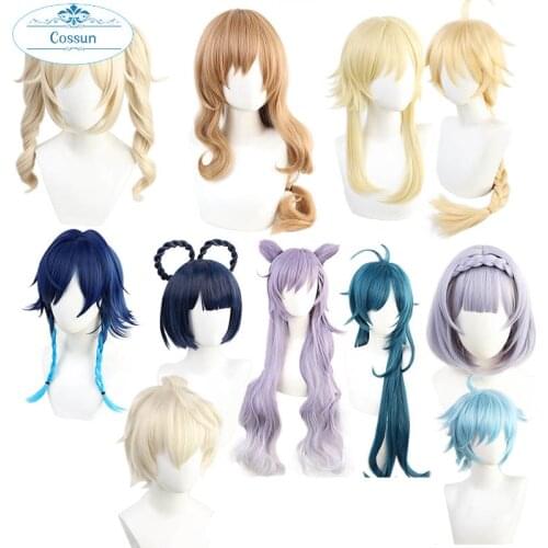 COSSUN Genshin Impact Venti Keqing Barbara Diluc Kaeya Noelle Traveler Lumine Aether Amber Cosplay Wigs Heat Resistant Hair