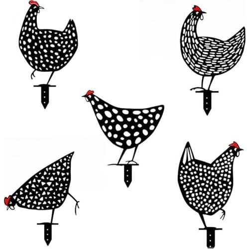 5 pcs Easter Chicken Plasctic Hen For Easter Gardening Ornaments Yard Acrylic Art Outdoor Garden Backyard Decoration Lawn Stakes