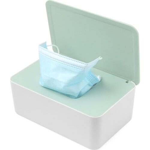 Useful Mask Box Holder with Lid Tissue Paper Storage Box Home Office Face Mask Storage Box Desktop Tissue Mask Storage Case