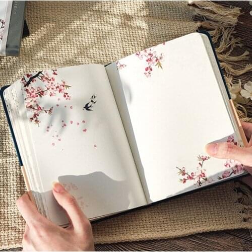 Full-color page illustration book Fresh and beautiful diary book Chinese style notebook Bird and flower fragrance book Gift book