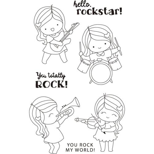 11x16 Girl plays the violin Transparent Clear Silicone Stamp Seal for DIY scrapbooking photo album Decorative clear stamp