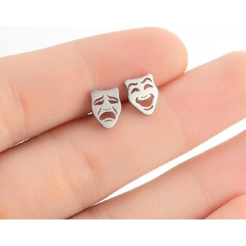 Hiphop Boho Funny Face Earring Women Girl Happy Sad Face Nail Stud Earrings Asymmetric tide flow Bronics Tiny Fashion Jewelry