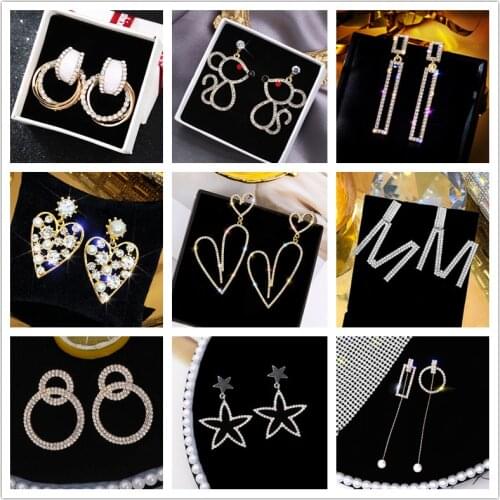 Hot Sale Round Flower Drop Earrings 2020 Elegant Luxury Crystal Acrylic Heart Earing Wedding Jewelry Valentines Day Bride Gift