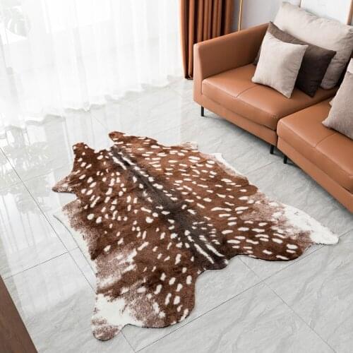 Tiger Printed Rug Cow Leopard Tiger Printed Cowhide Faux Skin Leather NonSlip Antiskid Mat Animal print Carpet 94x100CM