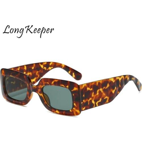 LongKeeper Thick Frame Rectangle Sunglasses Women Vintage Sunglasses Female Retro Lady Sunglasses 2021 Trendy Gafas De Sol Mujer