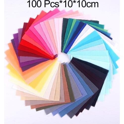 100pcs Cotton Fabrics Patchwork Group Plain Square Cotton Cloth DIY Manual Solid Color Cloth Handmade Needlework Doll Sewing
