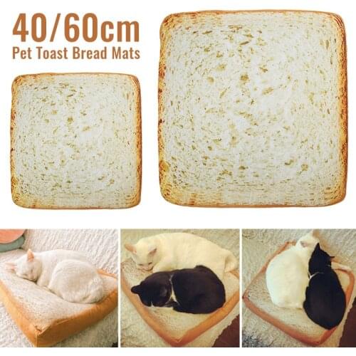 Creative Pet Toast Bread Mat Square Removable Cat Dogs Kennel Thick Cushion Soft Velvet Sleep Beds for Pets Washable
