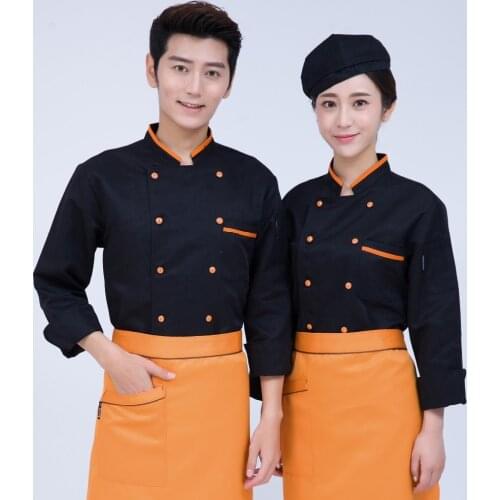 Men Women Chef Service Workwear Long Sleeve Chef Uniform Food Cooking Clothes Hotel Restaurant Kitchen Cook Uniforms