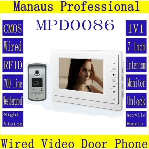 High Quality Smart Home 7 inch Screen Display Video Intercom Phone Wired RFID Magnetic Lock 1V1 Video door phone D86b
