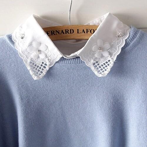 Vintage Detachable False Collar faux Lapel Shirt Sweater Decoration New Fashion Cotton False Collar Female All-match Solid Shirt