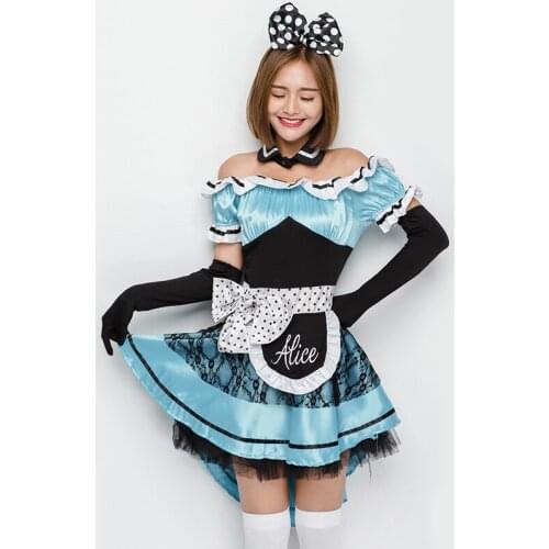 Adult Light blue Maid Costume Dress Halloween Sexy Maid Costume for Women Lady Girl