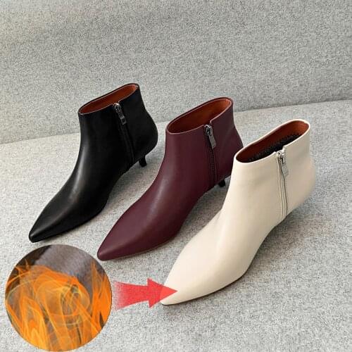 Plus Size 34-43 Fashion Ankle Boots Women Female Womens Pointed Toe Shoes Autumn Winter Zipper Woman Short Boot Ladies Footwear