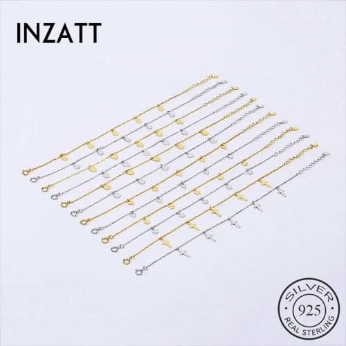 INZATT Real 925 Sterling Silver Minimalist Geometric Bracelet For Fashion Women Party Trendy Fine Jewelry Accessories 2020 Gift