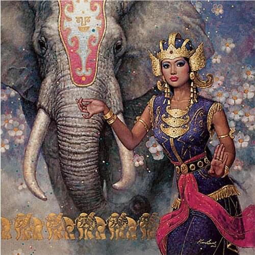 Woman and Elephant Diamond Painting Portrait Animal Round Full Drill Nouveaute DIY Mosaic Embroidery 5D Cross Stitch Home Decor