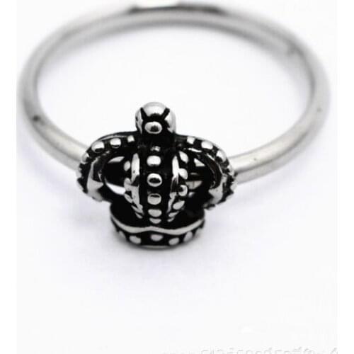 Size 4~9 Cute Crown Ladies Ring 316L Stainless Steel Jewelry Biker Band Ring