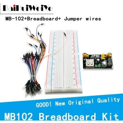 1SET MB-102 Breadboard power module MB102 830 Point Solderless Jumper wires PCB Bread Board Test Develop DIY KIT Good Quality