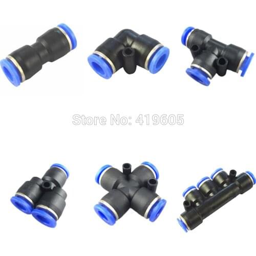 1 Piece Pneumatic fittings quick push in connector Air fittings for 4mm 6mm 8mm 10mm 12mm tube hose Straight Fittings