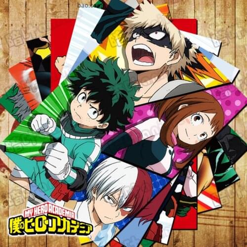10 PCS/LOT Anime Boku no Hero Academia Poster Sticker Toy Izuku Katsuki Shouto All Might My Hero Academia Postcard A3 A4 Posters