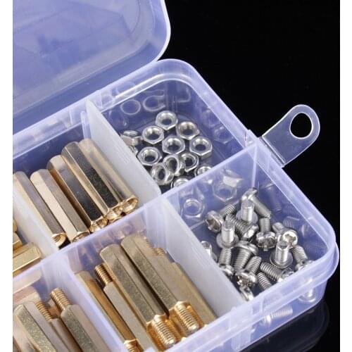 120Pcs/Set M3 Male Female Brass Hex Nut Spacing Screw Brass Threaded Pillar PCB Motherboard Standoff Spacer Assortment Kit