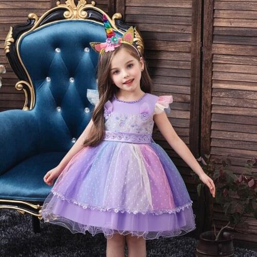 2019 Summer New Girl Dress Birthday Party Dress Girl Fashion Gress Ins Mesh Dresses Childrens Dress Christmas Princess Dress