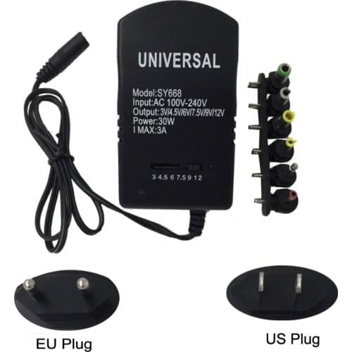 30W 3A Adjustable Charger Multi Voltage Power Supply Adapter AC 220V TO 12V DC 9V 6V 7.5V 5V 3V Converter Adapter Plug 7 EU/ US