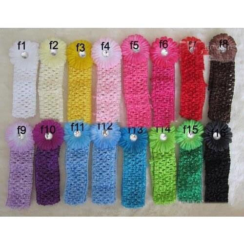 300pcs 2 Inch Baby Flower Hair Clips Gerber Flower Hair Bow Clip + 1.5 Inch Crochet Headbands