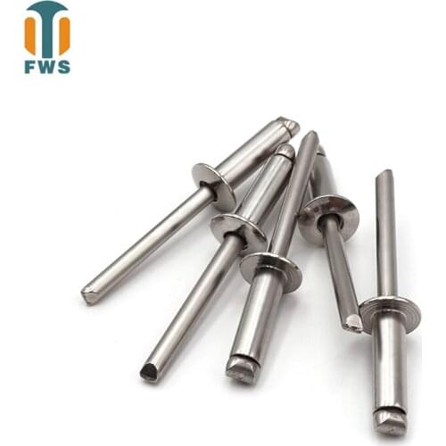 50 PCS M3.2/M4/M4.8 DIN EN ISO 15983 GB /T 12618.4 Stainless Steel Open End Blind Rivets Pop Rivets With Protruding Head