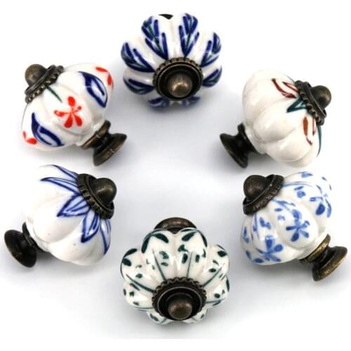 6PCS Fashion ceramic furniture knobs handle 33mm porcelain drawer cabinet knob Cupboard Closet door pulls
