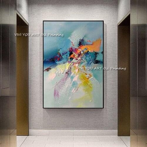 Large Wall Art Abstract Thick Oil Painting Handmade Modern Colorful Paintings On Canvas Home Office Wall Decoration Pictures