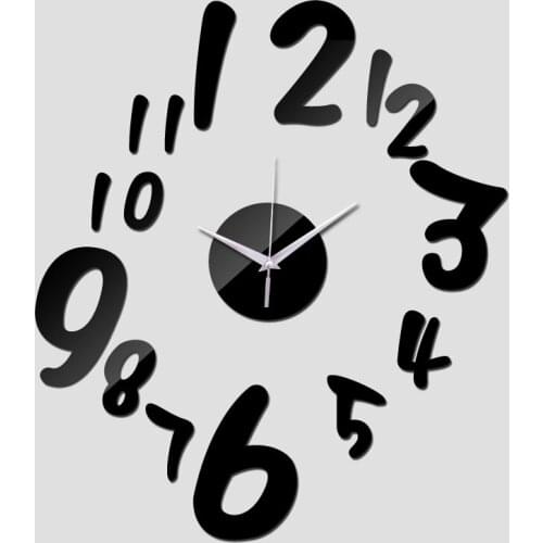 New arrival hot room silver deformed figures acrylic wall clock modern design luxury 3d mirror clocks watch