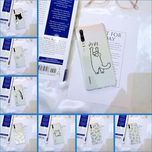 For Huawei P40 P30 Lite Pro E P Smart Z Phone Case Funny Cat Cute Silicone For Huawei P Smart Plus P20 Lite 2019 2020 Back Cover